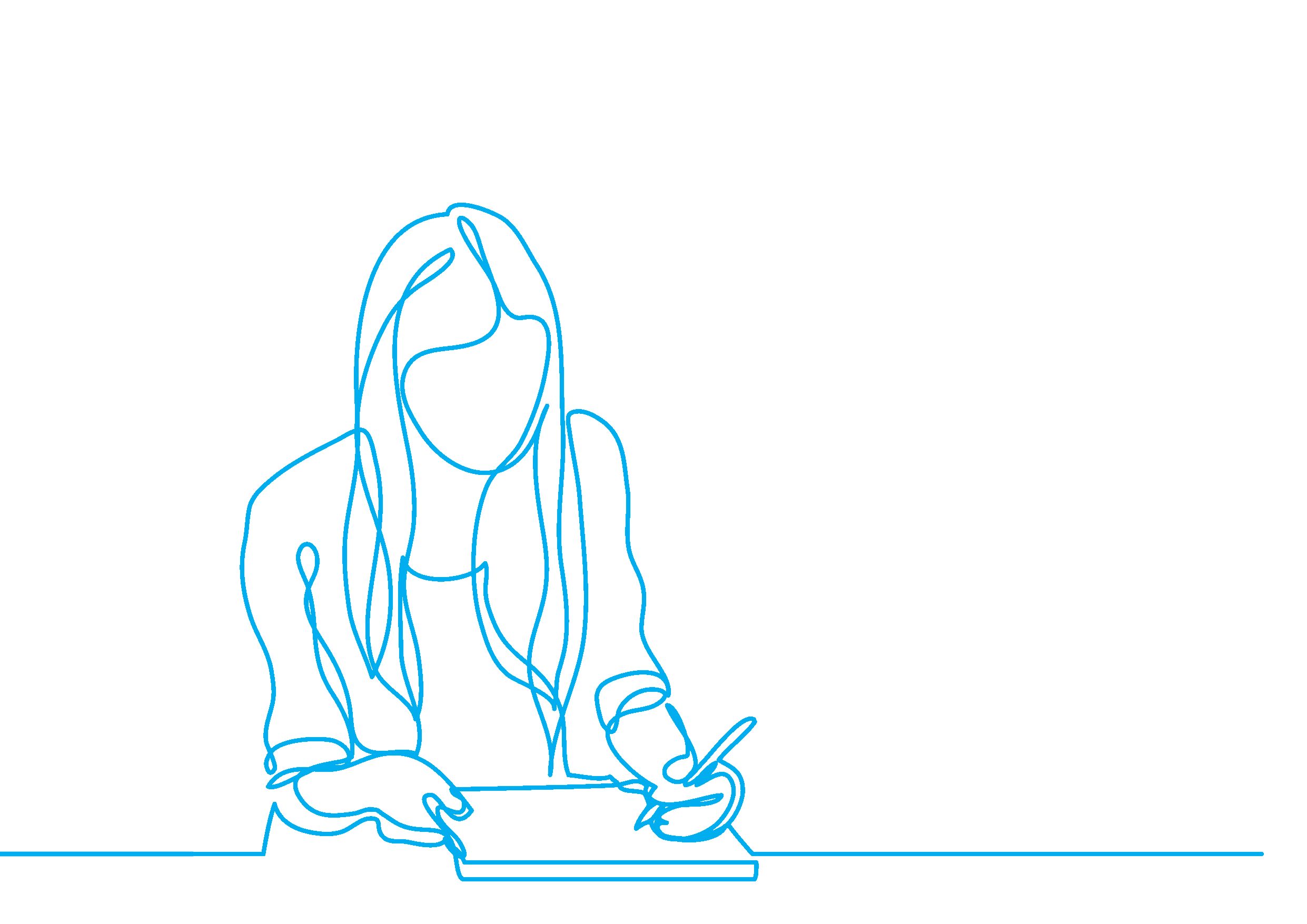 bluQube woman writing line drawing